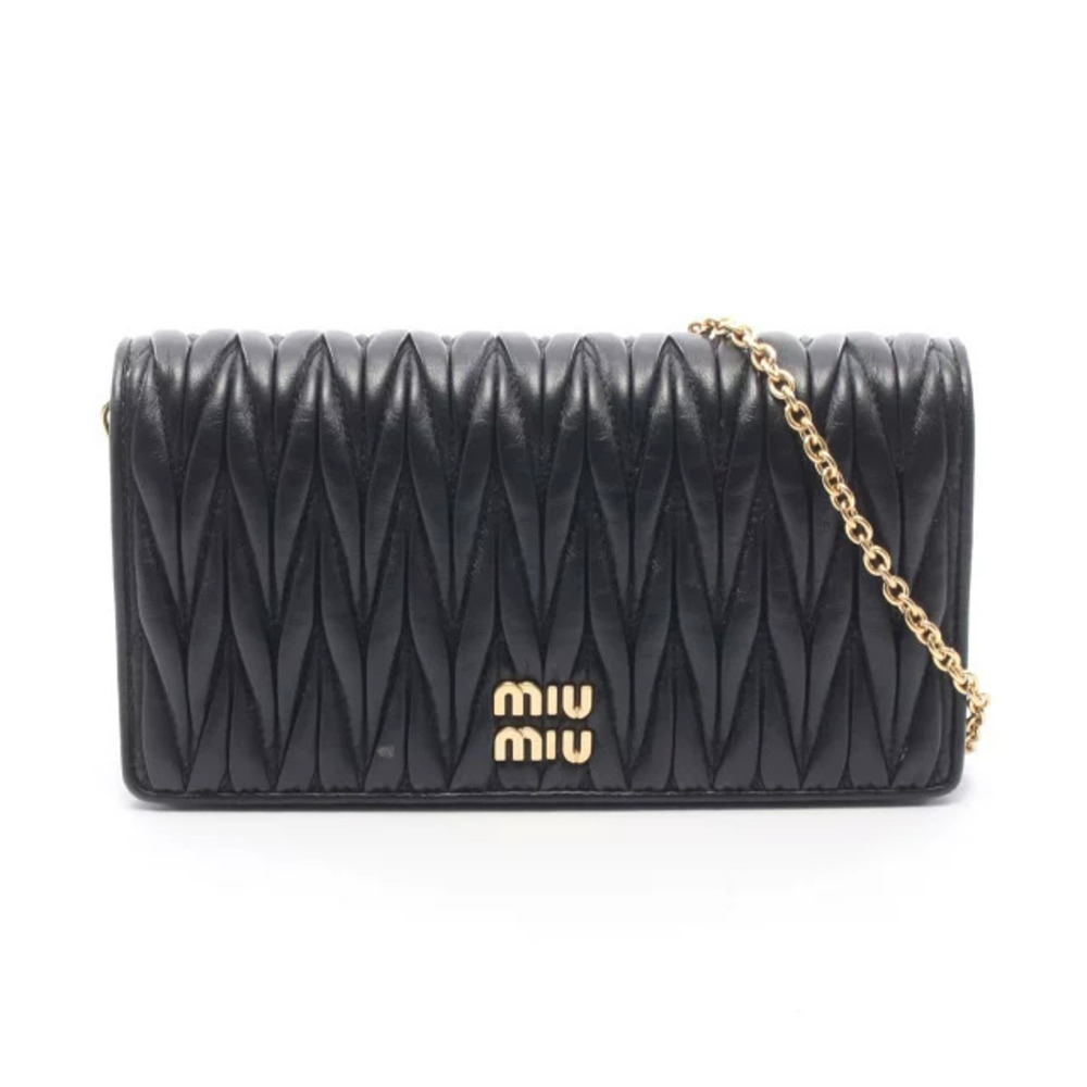 Miu Miu Matelasse Shoulder Bag Leather Black